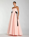 Pink Satin Strapless Ball Gown With Bow Details